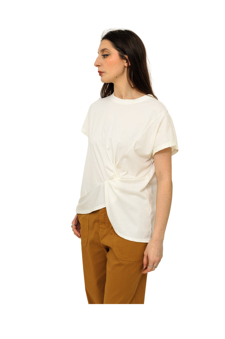 T-shirt drappeggio laterale con taglio asimmetrico