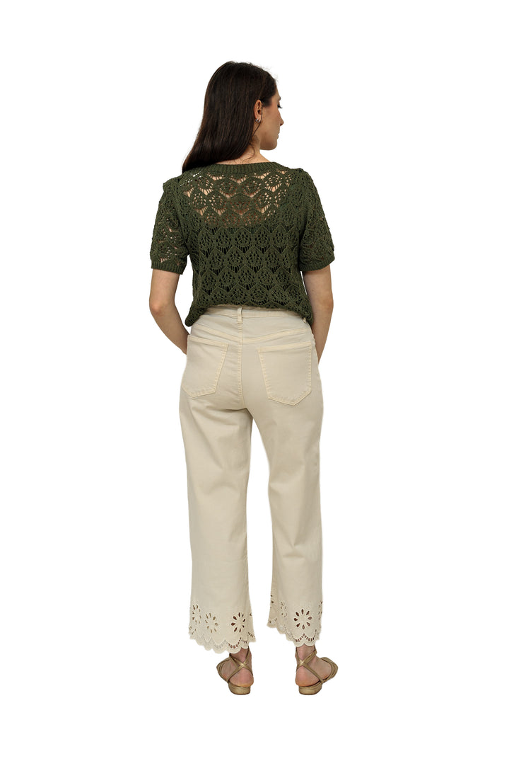 Pantalone con lavorazione pizzo sangallo