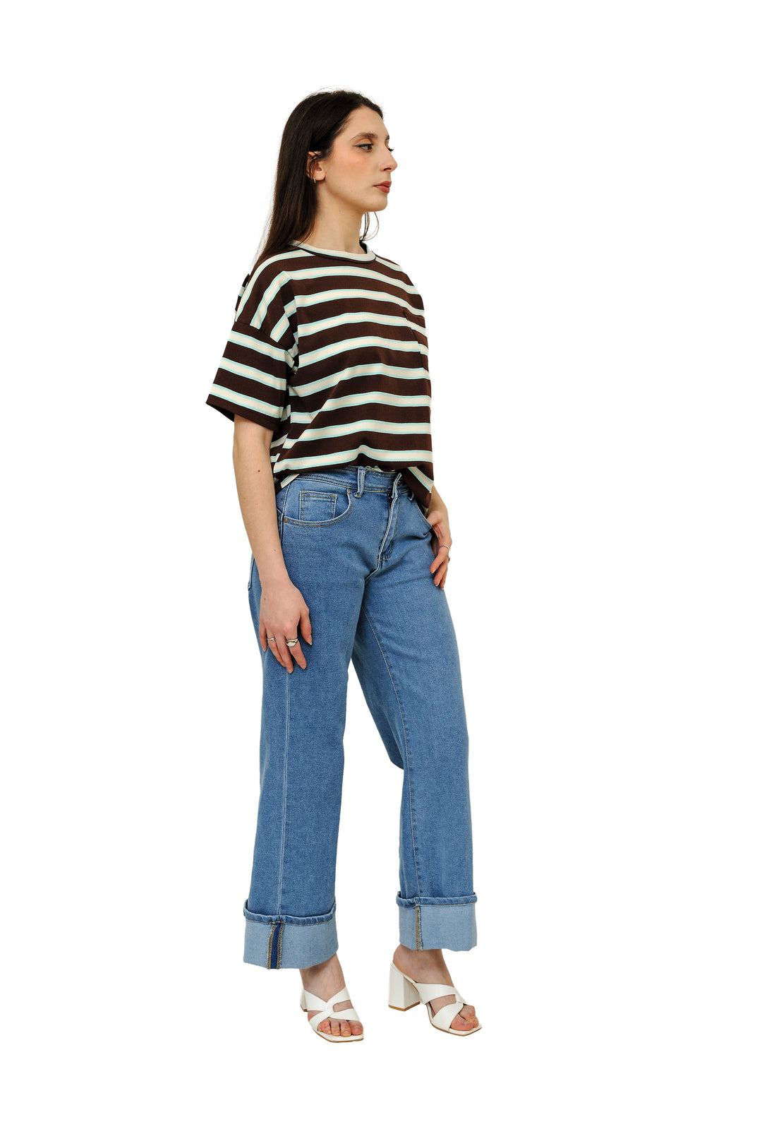 T-shirt a righe con taschino