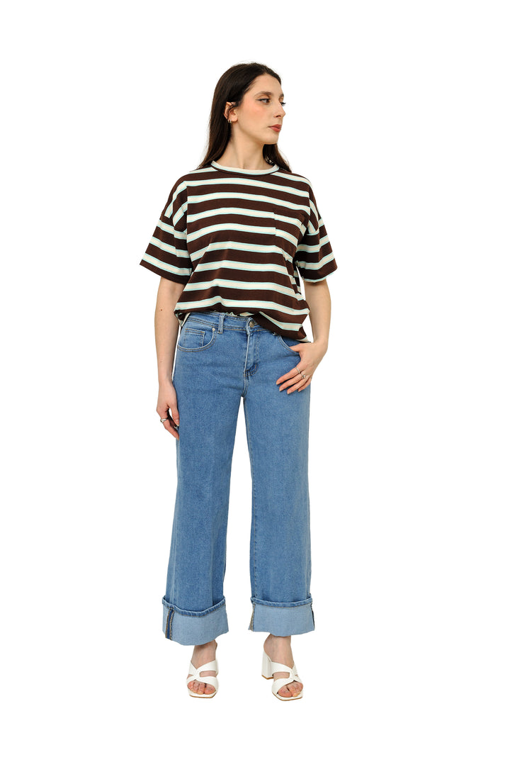 Jeans risvolto gamba larga