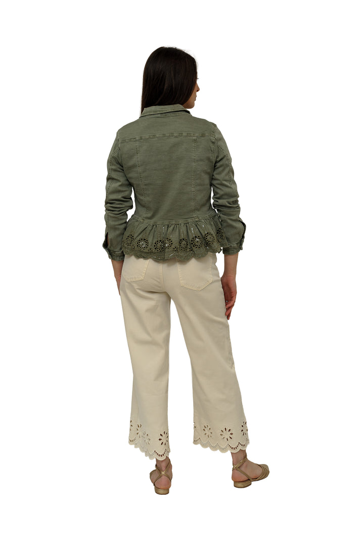 Giacca Jeans lavorazione pizzo sangallo