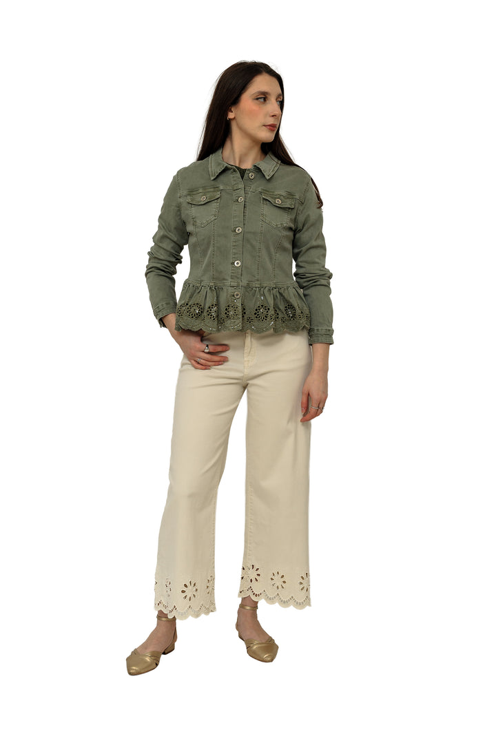 Giacca Jeans lavorazione pizzo sangallo