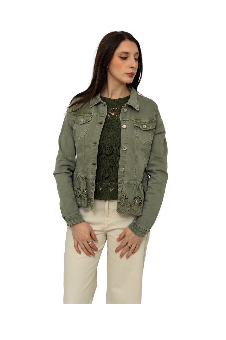 Giacca Jeans lavorazione pizzo sangallo