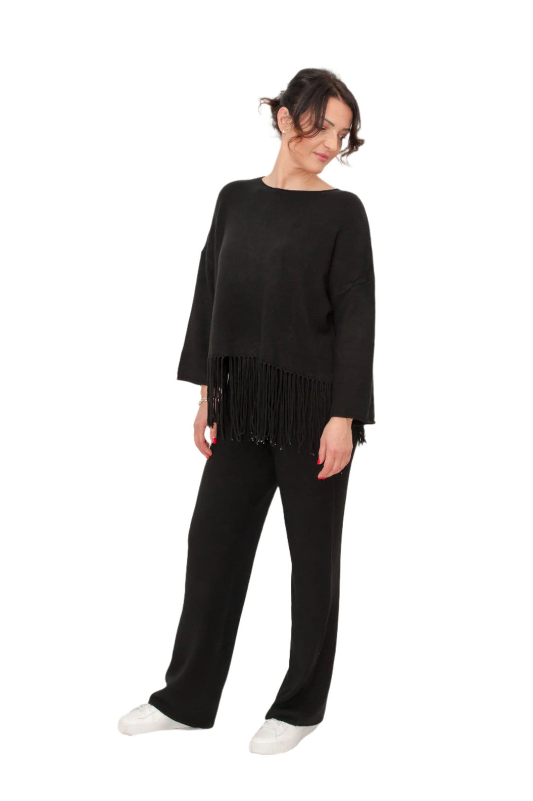 Completo in maglia con frange