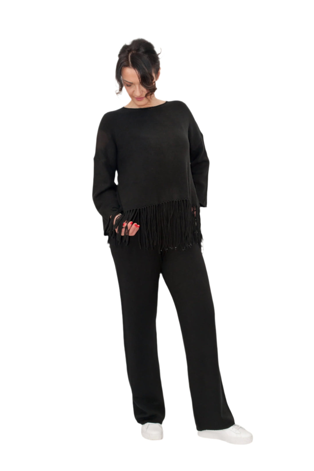 Completo in maglia con frange