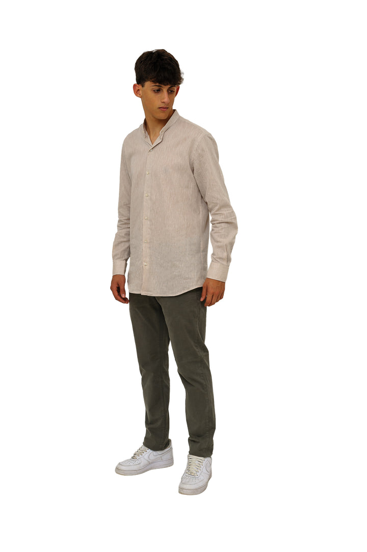 Camicia in lino collo alla coreana