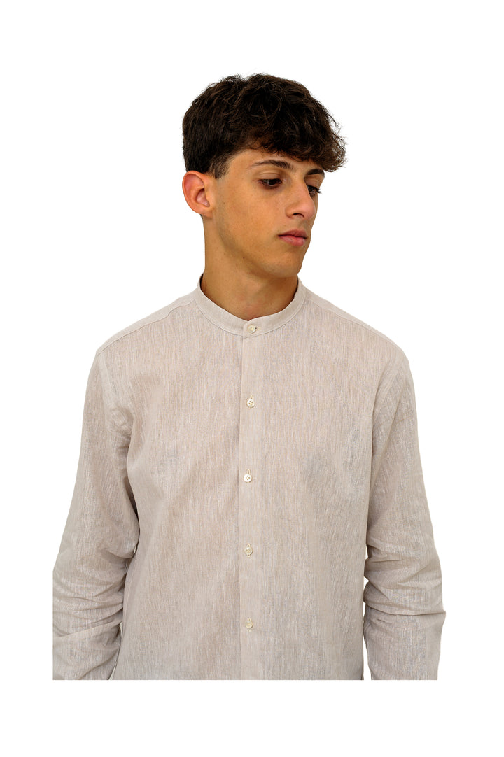 Camicia in lino collo alla coreana