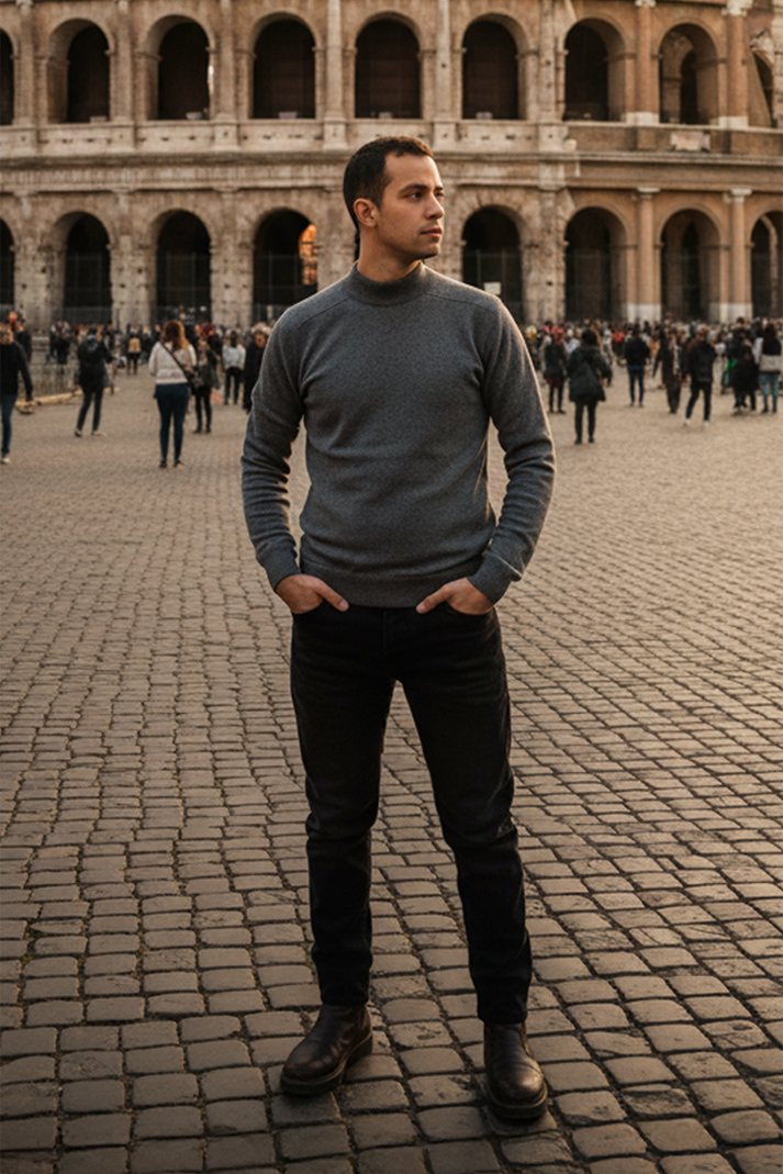 Maglia Girocollo Misto Cashmere