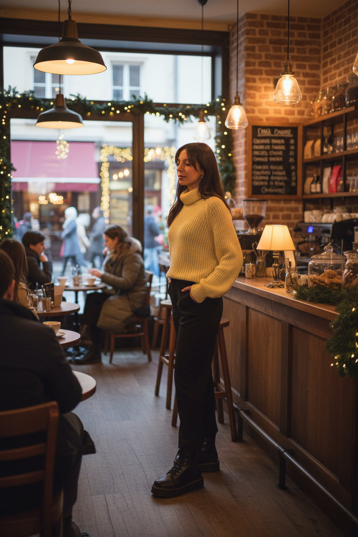 Maglione mohair collo alto