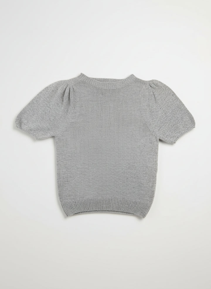 Maglione pettinato manica a sbuffo