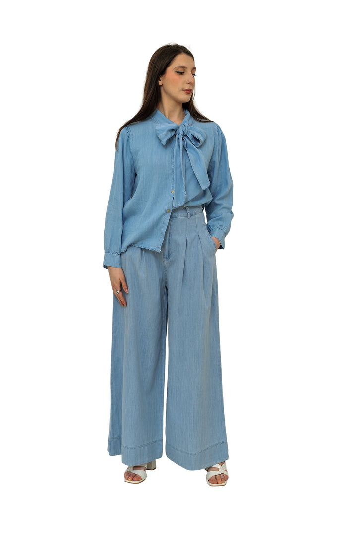 Camicia con fiocco in Denim