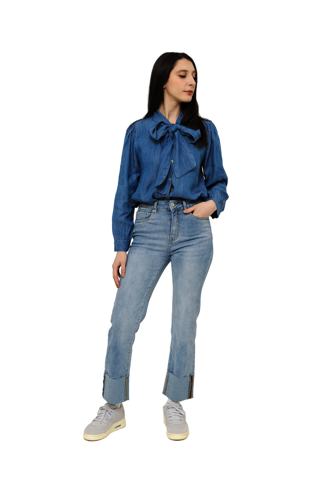 Camicia con fiocco in Denim