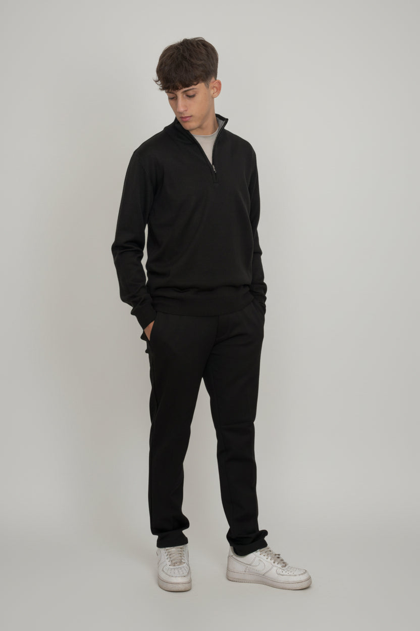 Pantalone termico foderato in micropile maglia lupetto con zip