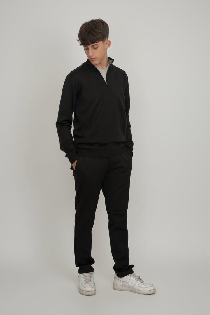 Pantalone termico foderato in micropile maglia lupetto con zip