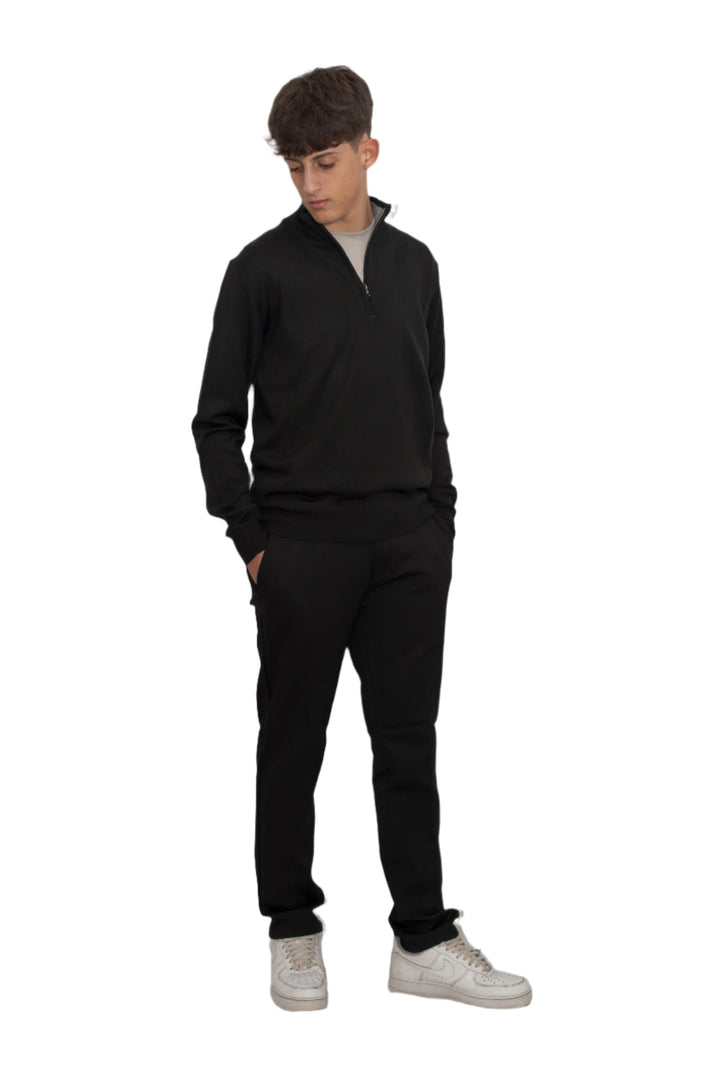 Pantalone termico foderato in micropile maglia lupetto con zip