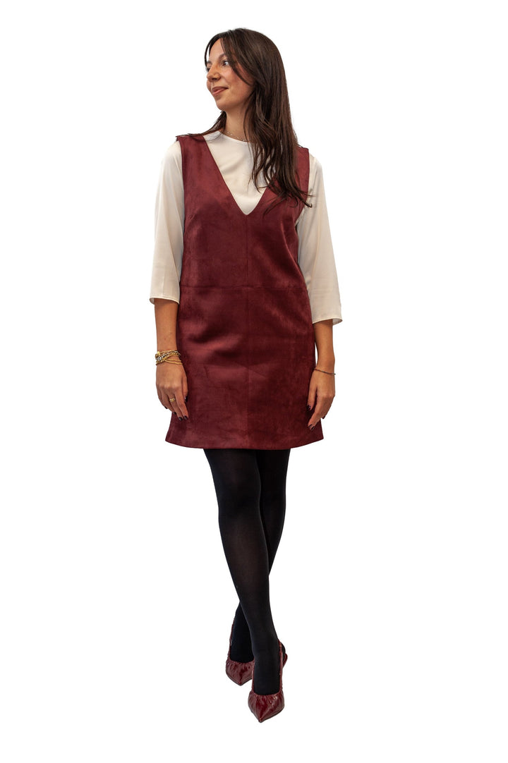 Abito donna corto tessuto scamosciato