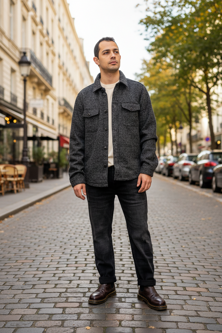 Overshirt in Panno Grigio