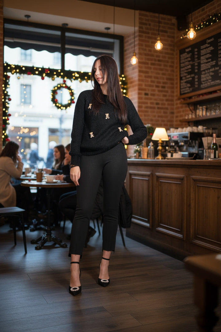 Maglia Mohair Applicazioni Orsetto